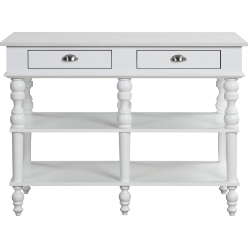 Rorratt Kitchen Island in Faux Marble & White Finish