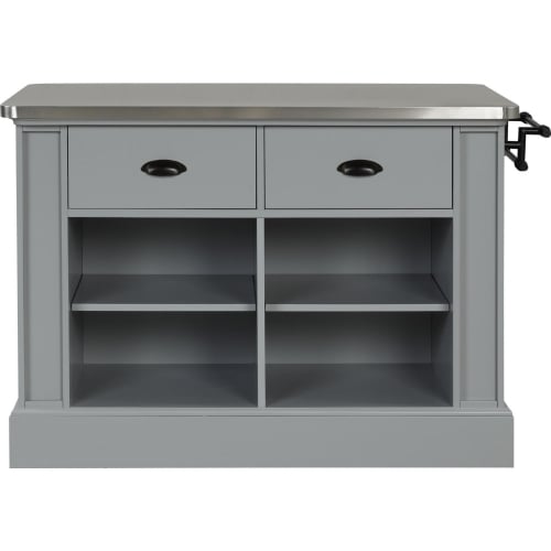 Urrur Kitchen Island in Gray Finish & Stainless Steel