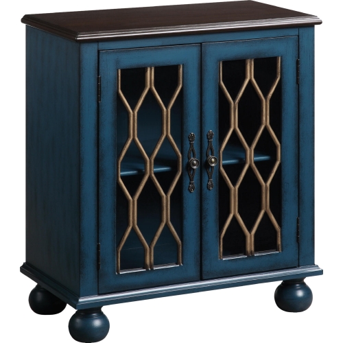 Lassie Accent Cabinet in Antique Blue Finish & Glass