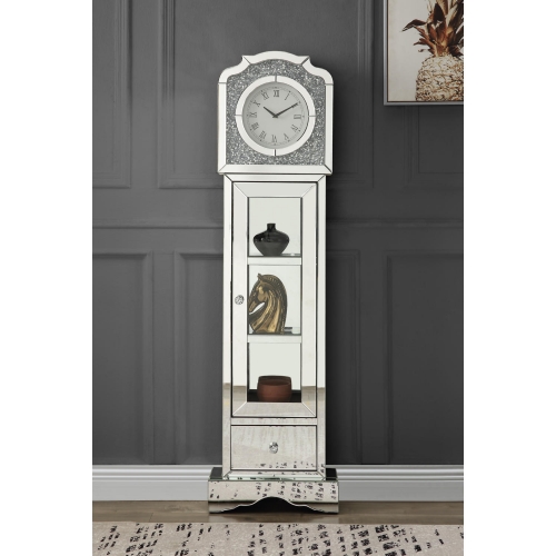 Noralie Grandfather Clock in Mirror & Faux Diamonds