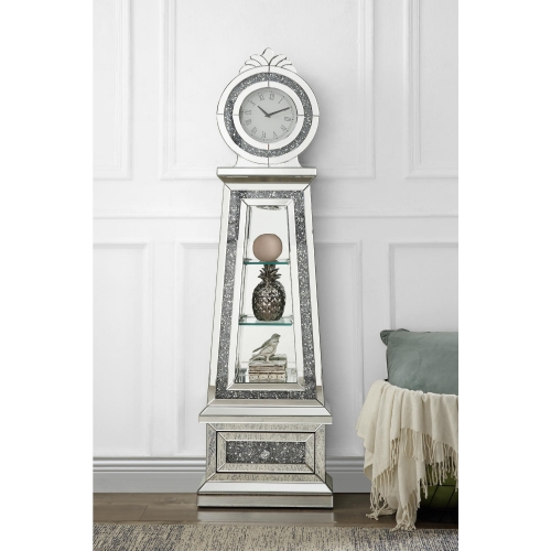 Noralie Grandfather Clock in Mirror & Faux Diamonds