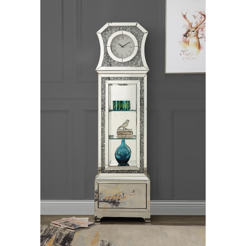 Noralie Grandfather Clock in Mirror & Faux Diamonds