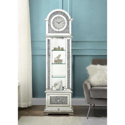 Noralie Grandfather Clock in Mirror & Faux Diamonds