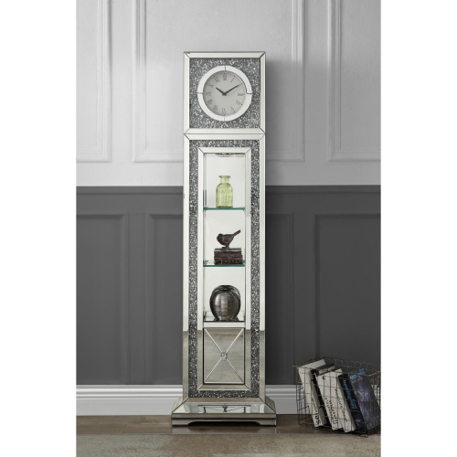 Noralie Grandfather Clock in Mirror & Faux Diamonds