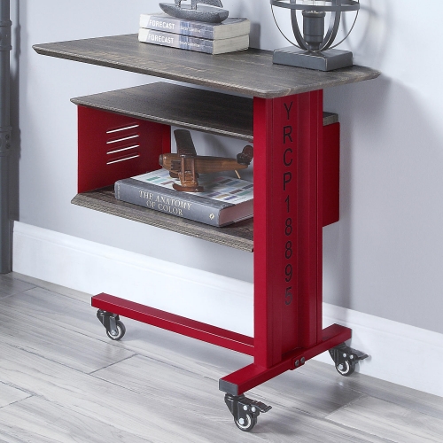 Cargo Side Table & Wall Shelf in Red Metal