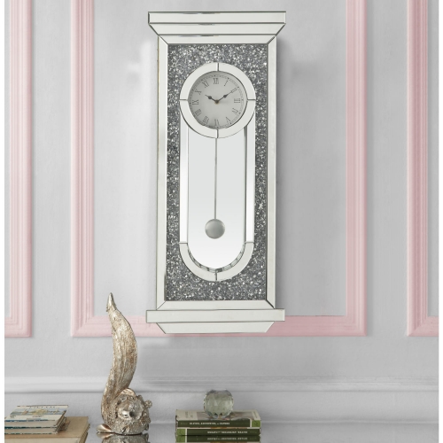 Noralie Wall Clock in Mirror & Faux Diamonds