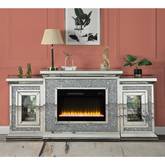 Noralie Fireplace w/ LED in Mirror & Faux Diamonds