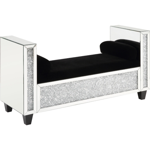 Noralie Bench w/ 2 Pillows in Mirror & Faux Diamonds