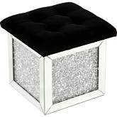 Noralie Storage Ottoman in Mirror & Faux Diamonds