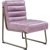 Loria Accent Chair in Channel Tufted Wisteria Top Grain Leather