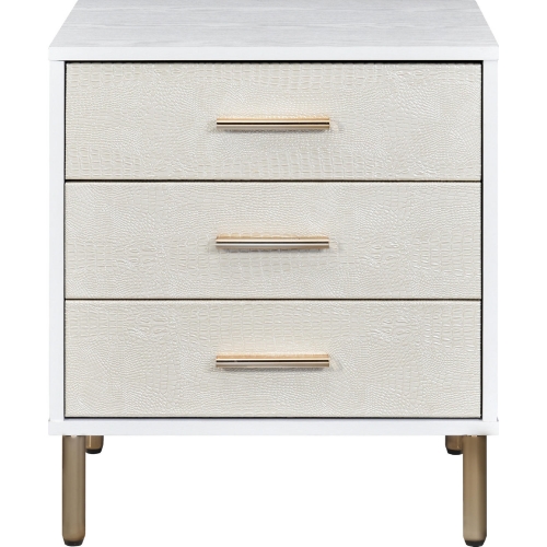 Myles Nightstand in White, Champagne & Gold