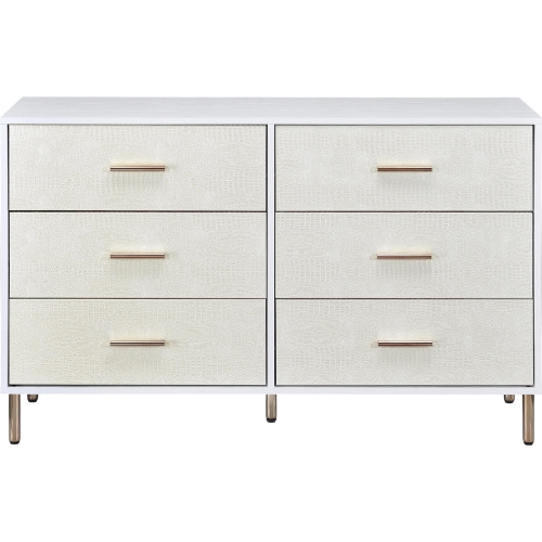 Myles White Dresser in White, Champagne & Gold