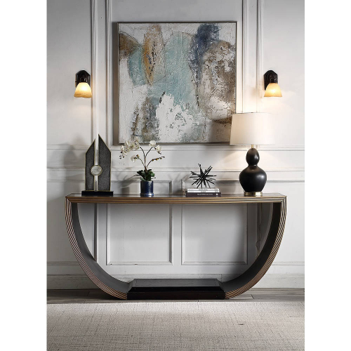 Maceo Console Table in Black & Gold Finish