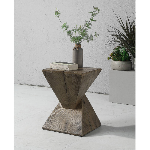 Zahi Accent Side Table in Weathered Oak Finish Concrete