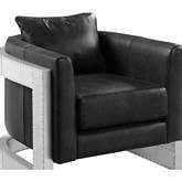 Betla Accent Arm Chair in Black Top Grain Leather & Aluminum