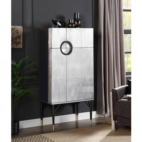 Yoela Wine Cabinet in Leather & Aluminum