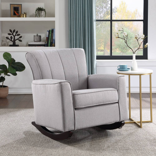 Denzell Accent Rocking Chair in Light Gray Linen