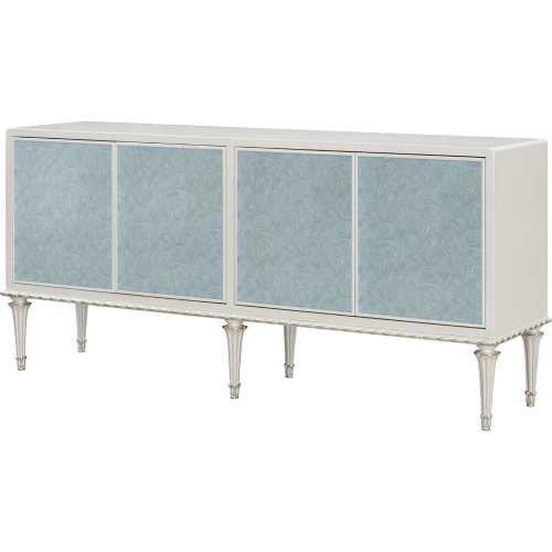 Ansaldo Console Cabinet in Pearl White & Silver Shimmer Finish