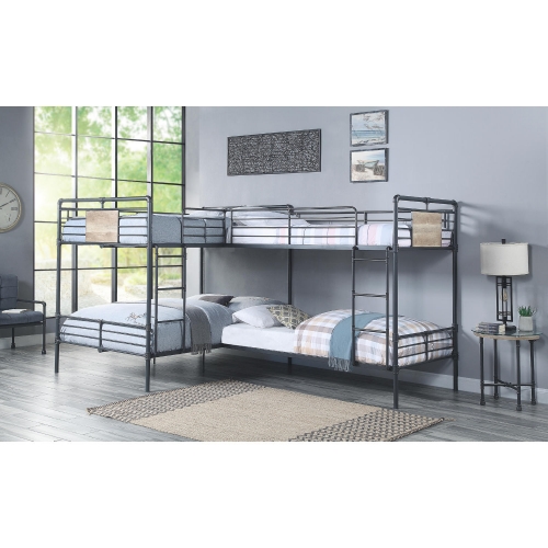 Cordelia Twin over Full Bunk Bed in Sandy Black & Dark Bronze Metal