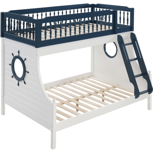 Farah Twin / Full Bunk Bed in Navy Blue & White Finish