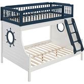 Farah Twin / Full Bunk Bed in Navy Blue & White Finish