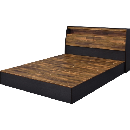 Eos Queen Bed in Walnut & Black Finish Wood