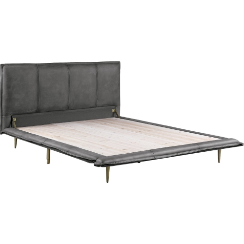 Metis Queen Bed in Gray Top Grain Leather