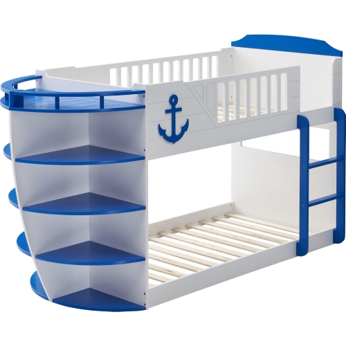 Neptune Twin over Twin Boat Storage Bunk Bed in Sky Blue Finish