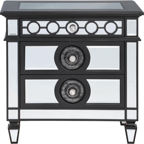 Varian II Nightstand in Black & Glass Mirror Finish