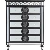 Varian II 6 Drawer Chest in Black & Glass Mirror Finish