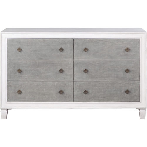 Katia 6 Drawer Dresser in Rustic Gray & White Finish