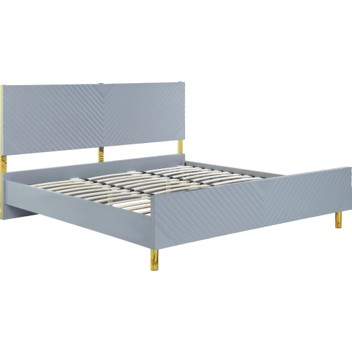 Gaines Queen Bed in High Gloss Gray & Gold