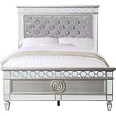 Varian Full Bed in Tufted Gray Velvet, Silver & Mirror