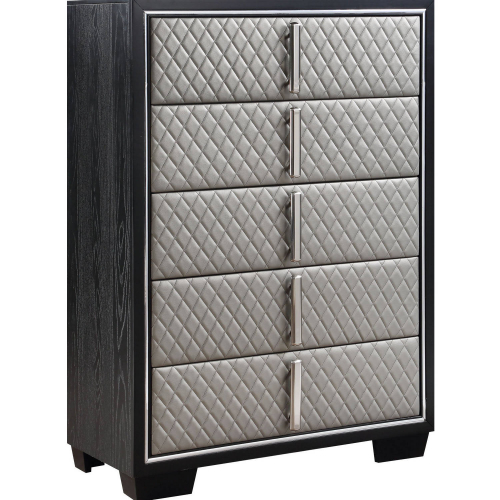 Nicola Chest in Diamond Quilted Silver Eco Leather & Black Finish