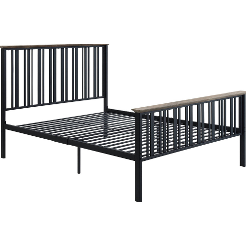 Zudora Full Bed in Antique Oak Finish & Sandy Gray Metal