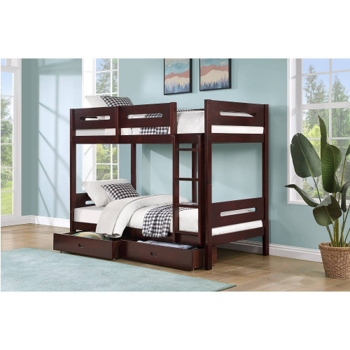 Esin Twin over Twin Bunk Bed in Espresso Finish