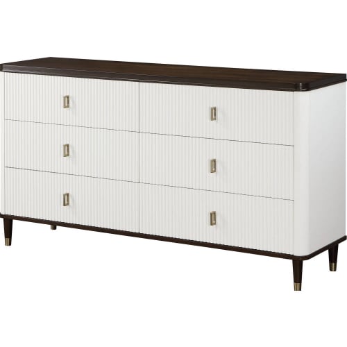 Carena Dresser w/ Jewelry Tray in White & Brown Finish