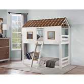 Inara Twin over Twin Bunk Bed in Cream & Rustic Oak Finish