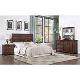 Franklin 4 Piece Full Bedroom Set in Brushed Walnut Brown Finish