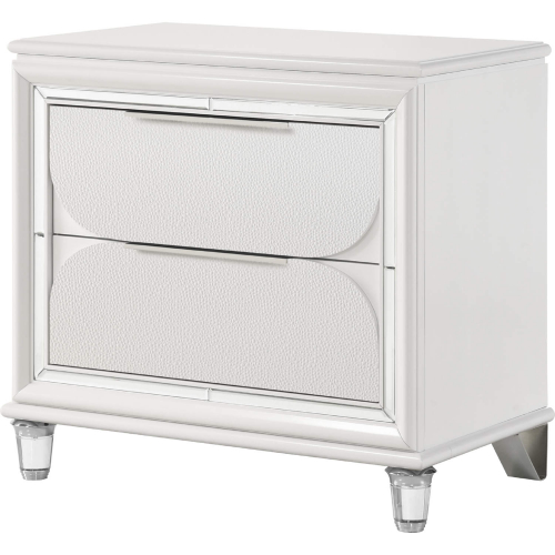 Tarian Nightstand in Pearl White Finish & Acrylic