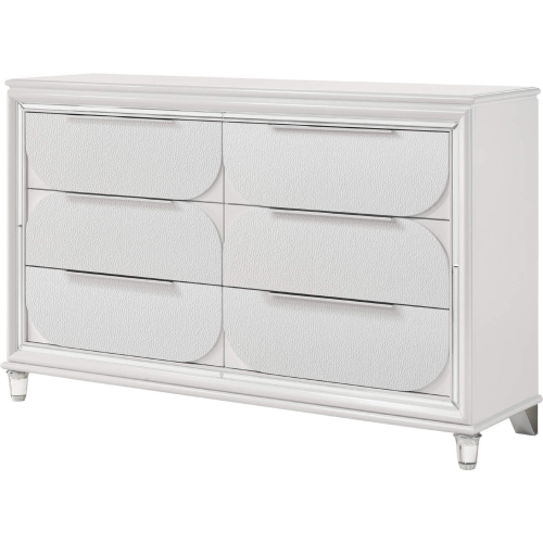 Tarian Dresser in Pearl White Finish & Acrylic