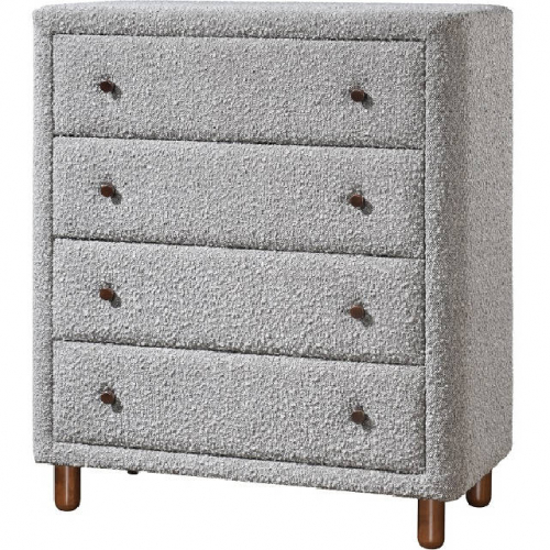 Cleo 4 Drawer Chest in Gray Boucle Sherpa Style Fabric