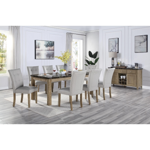 Charnell Dining Table in Marble & Oak Finish