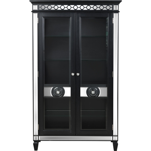 Varian II Curio Cabinet in Black & Glass Mirror Finish