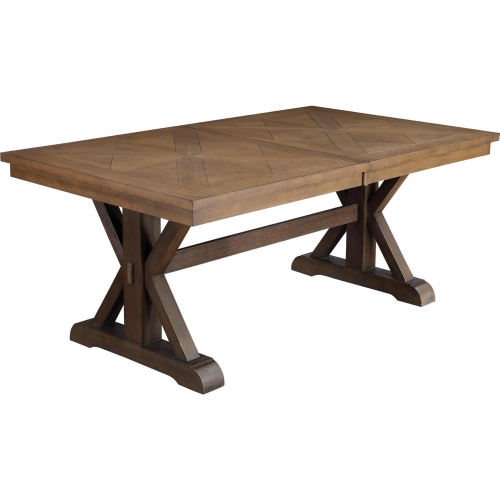 Pascaline 72" Extension Dining Table in Rustic Brown & Oak Finish