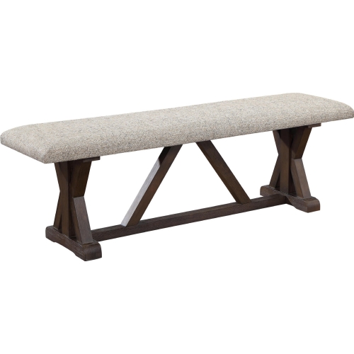 Pascaline Dining Bench in Gray Fabric & Wood