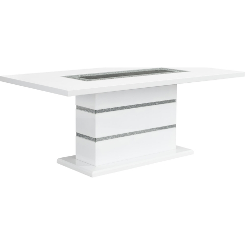 Elizaveta 79" Dining Table in Gloss White, Faux Diamond & Glass