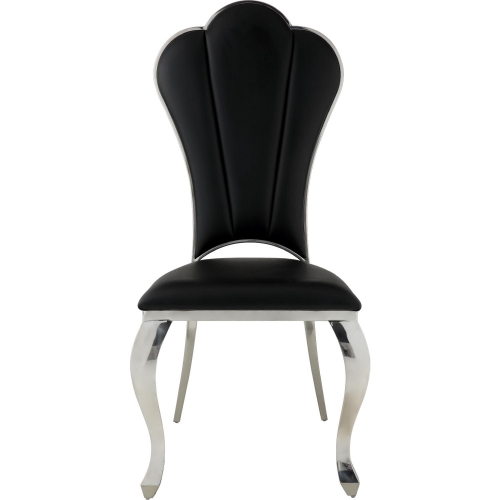 Cyrene Dining Chair in Black Leatherette & Stainless (Set of 2)