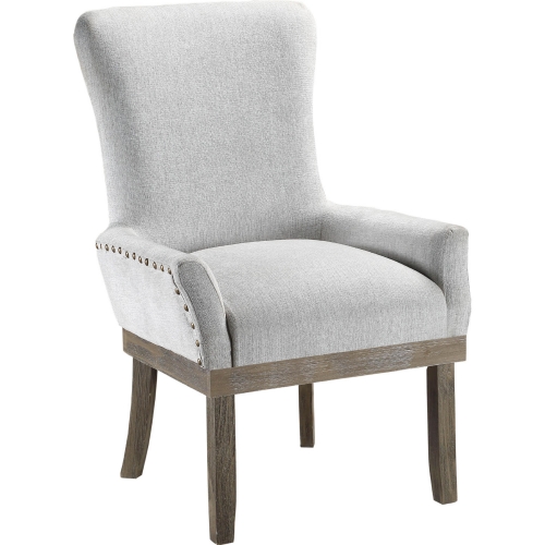 Landon Dining Arm Chair in Gray Linen & Wood