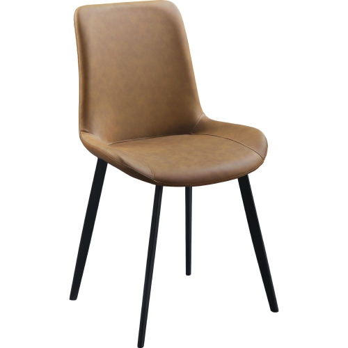 Abiram Dining Chair in Brown Leatherette & Metal (Set of 2)